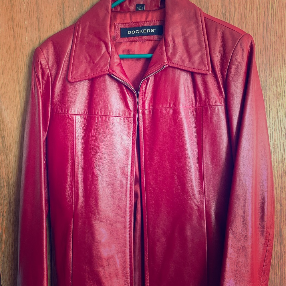 Red leather jacket